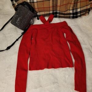 Red Off-Shoulder Sweater
